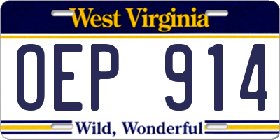 WV license plate OEP914