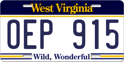 WV license plate OEP915