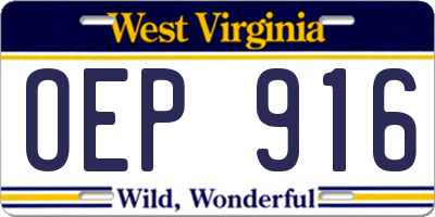 WV license plate OEP916