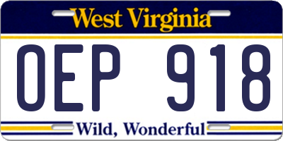 WV license plate OEP918