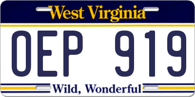 WV license plate OEP919
