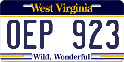WV license plate OEP923