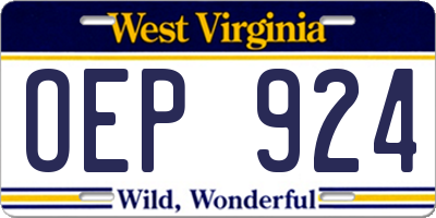 WV license plate OEP924