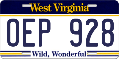 WV license plate OEP928