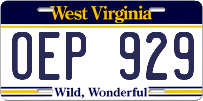 WV license plate OEP929