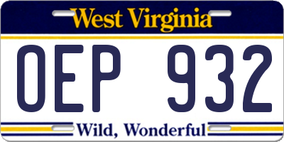 WV license plate OEP932
