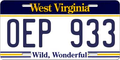 WV license plate OEP933