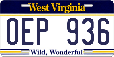 WV license plate OEP936