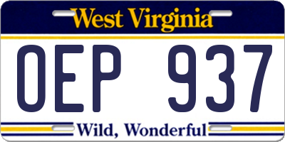 WV license plate OEP937