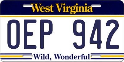 WV license plate OEP942
