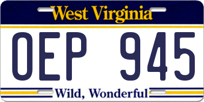 WV license plate OEP945