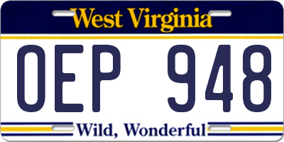WV license plate OEP948