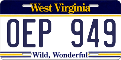 WV license plate OEP949