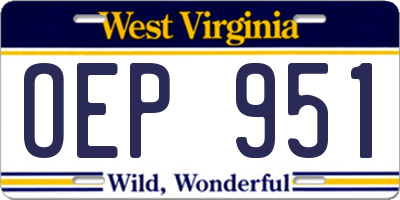 WV license plate OEP951
