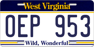 WV license plate OEP953
