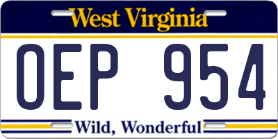 WV license plate OEP954