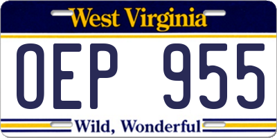 WV license plate OEP955