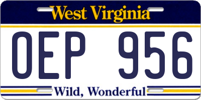 WV license plate OEP956