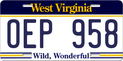 WV license plate OEP958