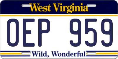 WV license plate OEP959