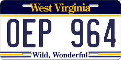 WV license plate OEP964