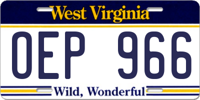WV license plate OEP966
