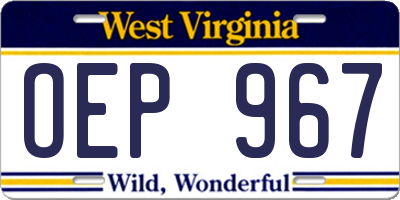 WV license plate OEP967