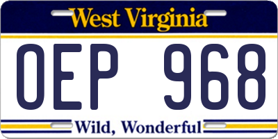WV license plate OEP968