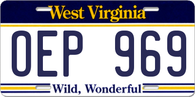 WV license plate OEP969