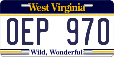 WV license plate OEP970