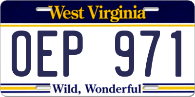 WV license plate OEP971