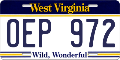 WV license plate OEP972