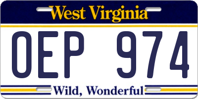 WV license plate OEP974
