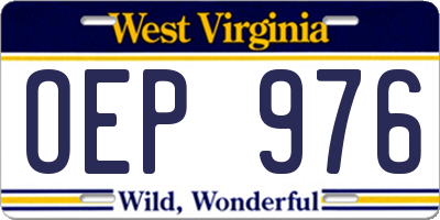 WV license plate OEP976