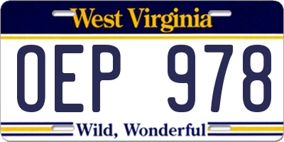 WV license plate OEP978