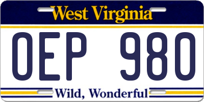 WV license plate OEP980