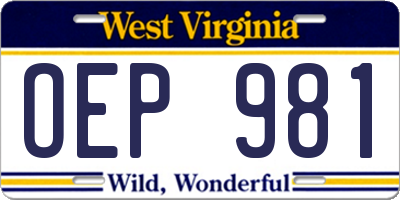 WV license plate OEP981