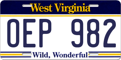 WV license plate OEP982