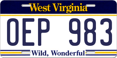 WV license plate OEP983