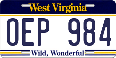 WV license plate OEP984