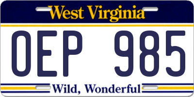 WV license plate OEP985