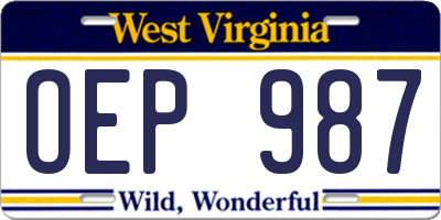 WV license plate OEP987