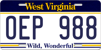 WV license plate OEP988