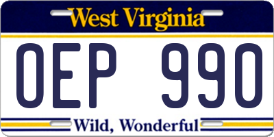 WV license plate OEP990