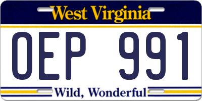 WV license plate OEP991