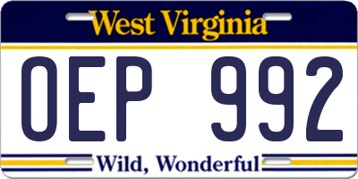 WV license plate OEP992