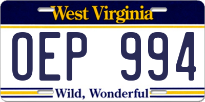 WV license plate OEP994