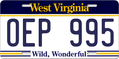 WV license plate OEP995