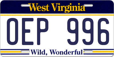 WV license plate OEP996