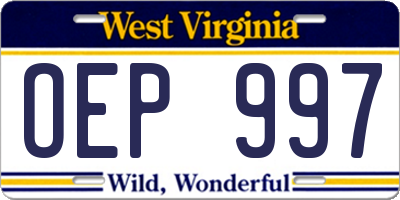 WV license plate OEP997